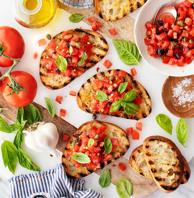 Μεσογειακές μπρουσκέτες με ντομάτα